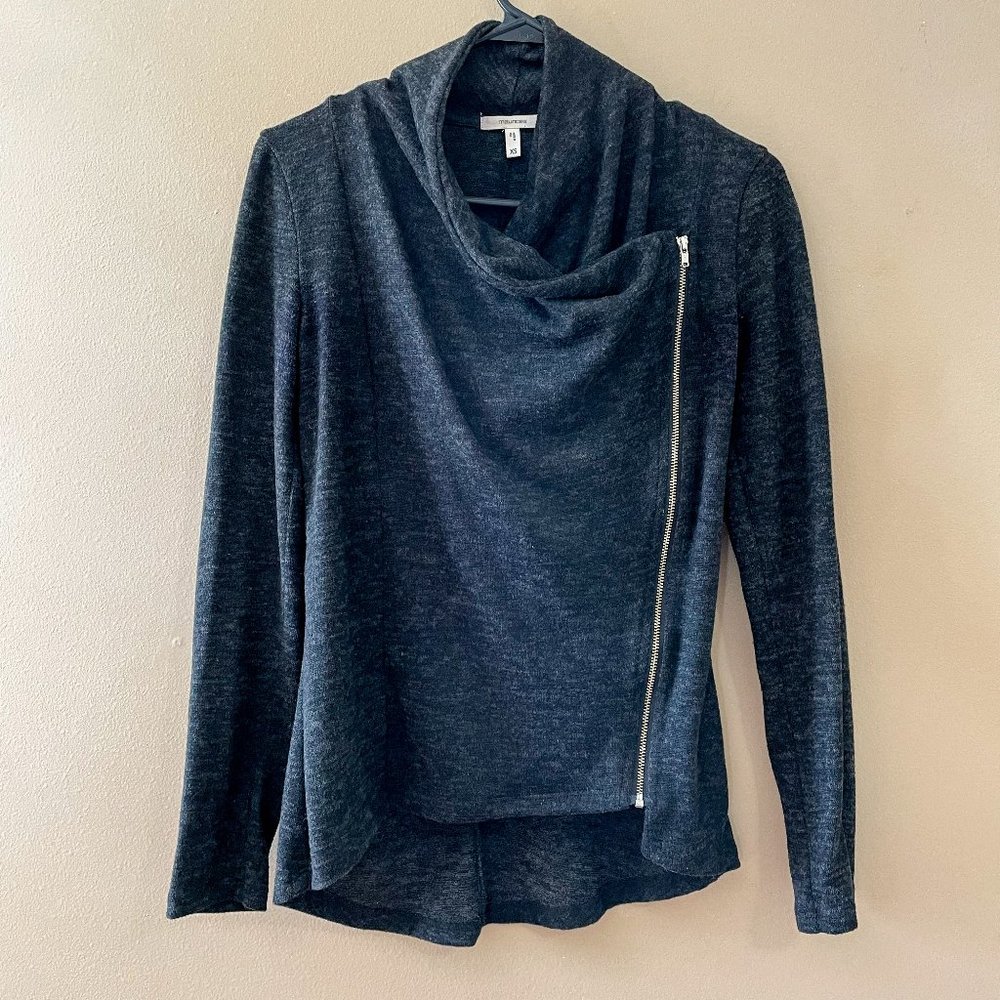 Moto Style Sweater | Knit Cardigan Charcoal Gray Heather